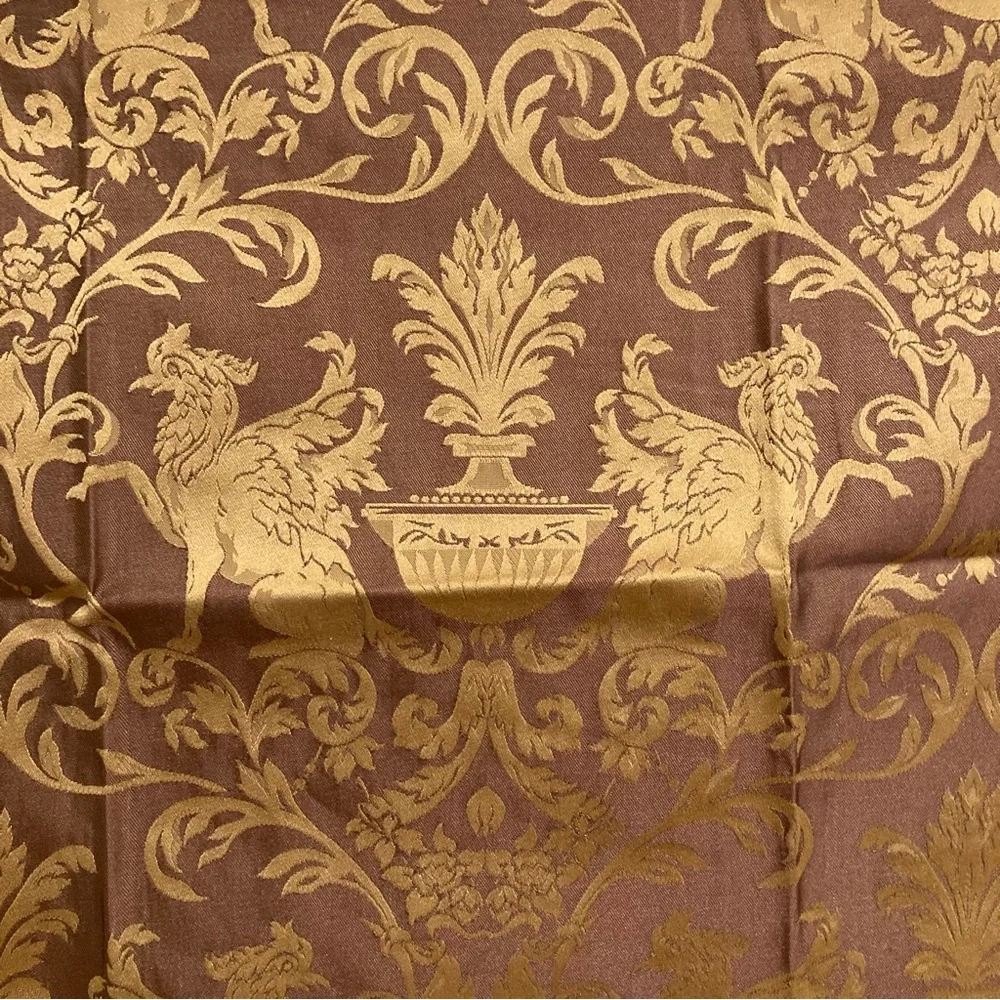 3 Griffin Damask Fabric Samples Brown Classical Remnant Memo Samples 2000s Vtg